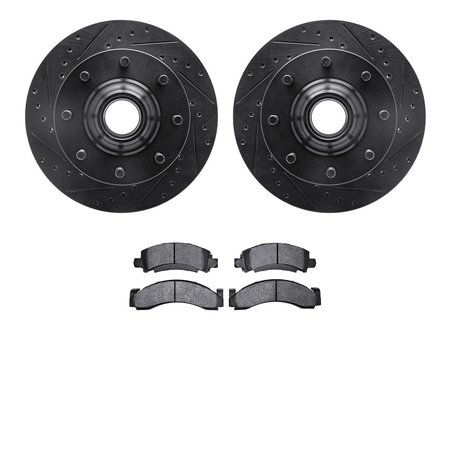 DYNAMIC FRICTION CO 8502-48093, Rotors-Drilled and Slotted-Black with 5000 Advanced Brake Pads, Zinc Coated 8502-48093